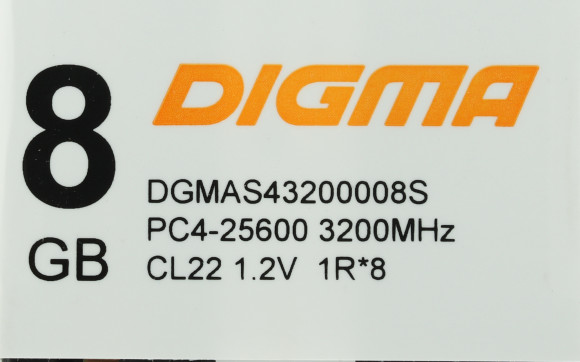 Память DDR4 8Gb 3200MHz Digma DGMAS43200008S RTL PC4-25600 CL22 SO-DIMM 260-pin 1.2В single rank Ret
