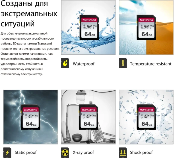 Флеш карта SDXC 64GB Transcend TS64GSDC300S 300S w/o adapter Флеш карта SDXC 64GB Transcend TS64GSDC300S 300S w/o adapter
