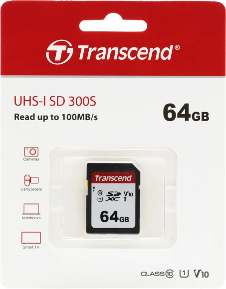 Флеш карта SDXC 64GB Transcend TS64GSDC300S 300S w/o adapter Флеш карта SDXC 64GB Transcend TS64GSDC300S 300S w/o adapter