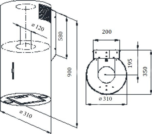 Вытяжка каминная Weissgauff Tubus 90 Black Edition черный управление: кнопочное (1 мотор)