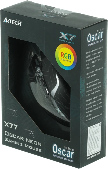 Мышь A4Tech X77 черный оптическая 2400dpi USB 8but (X77 (MAZE))