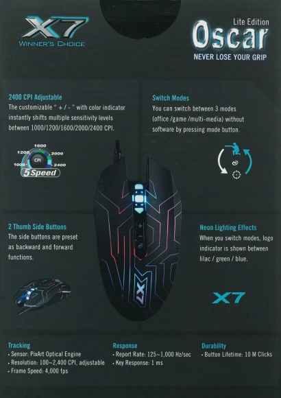 Мышь A4Tech X77 черный оптическая 2400dpi USB 8but (X77 (MAZE))