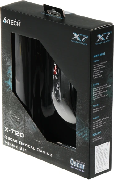 Мышь A4Tech X-7120 черный оптическая 2000dpi USB 7but (X-710BK+X7-200MP) Мышь A4Tech X-7120 черный оптическая 2000dpi USB 7but (X-710BK+X7-200MP)