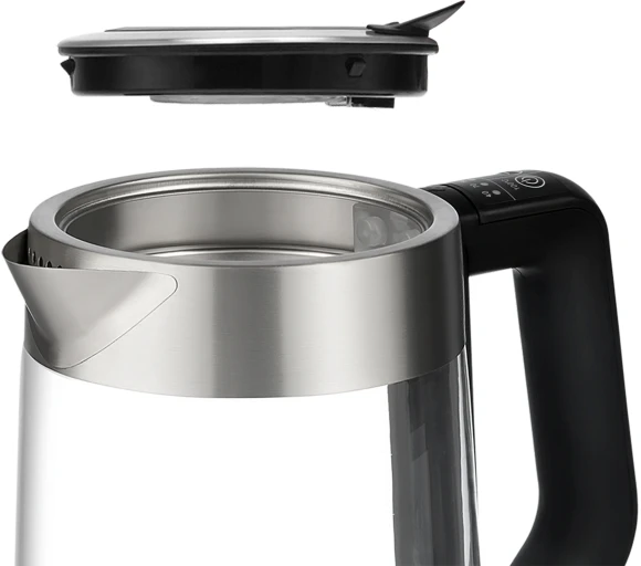 Чайник электрический Polaris PWK 1725CGLD 1.7л. 2200Вт серебристый/черный корпус: стекло/металл/пластик