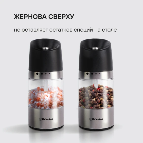 Мельница для перца/соли Rondell Piquant RD-1106 стальной/черный упак.:подарочная коробка Мельница для перца/соли Rondell Piquant RD-1106 стальной/черный упак.:подарочная коробка