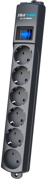 Сетевой фильтр Pilot S-MAX 10м (6 розеток) серый (коробка) Сетевой фильтр Pilot S-MAX 10м (6 розеток) серый (коробка)