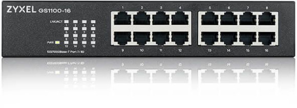 Коммутатор Zyxel GS1100-16-EU0103F 16x1Гбит/с неуправляемый