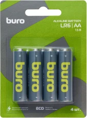 Батарея Buro Alkaline LR6 AA (4шт) блистер Батарея Buro Alkaline LR6 AA (4шт) блистер