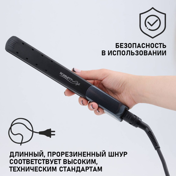 Щипцы Scarlett SC-HS60014 25Вт черный макс.темп.:190С покрытие:керамическое Щипцы Scarlett SC-HS60014 25Вт черный макс.темп.:190С покрытие:керамическое