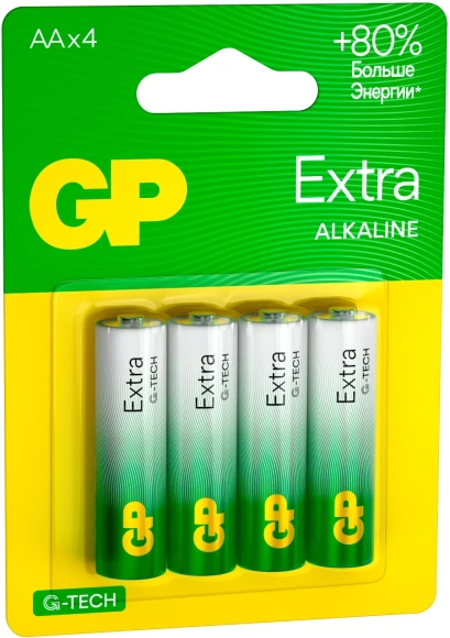 Батарея GP Extra Alkaline 15AXA21-2CRSBC4 AA (4шт) блистер Батарея GP Extra Alkaline 15AXA21-2CRSBC4 AA (4шт) блистер