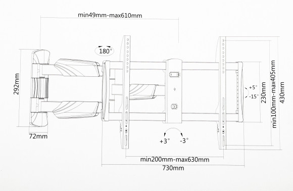 Кронштейн для телевизора Ultramounts UM909 черный 37"-75" макс.35кг настенный поворотно-выдвижной и наклонный