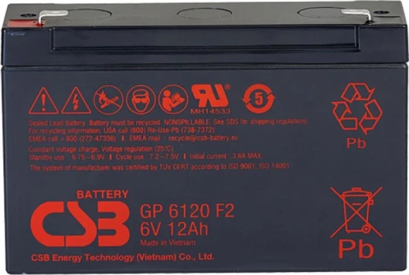 Батарея для ИБП CSB GP6120 6В 12Ач Батарея для ИБП CSB GP6120 6В 12Ач