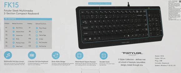 Клавиатура A4Tech Fstyler FK15 черный USB (FK15 BLACK) Клавиатура A4Tech Fstyler FK15 черный USB (FK15 BLACK)