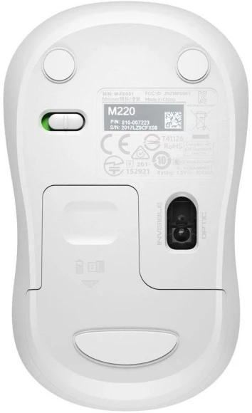 Мышь Logitech Silent M220 белый оптическая 1000dpi silent беспров. USB 2but (910-006508) Мышь Logitech Silent M220 белый оптическая 1000dpi silent беспров. USB 2but (910-006508)