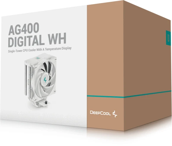 Устройство охлаждения(кулер) Deepcool AG400 Digital WH Soc-AM5/AM4/1200/1700/1851 белый 4-pin 31.6dB Al+Cu LCD 220W 636gr Ret (R-AG400-WHNDMN-G-1) Устройство охлаждения(кулер) Deepcool AG400 Digital WH Soc-AM5/AM4/1200/1700/1851 белый 4-pin 31.6dB Al+Cu LCD 220W 636gr Ret (R-AG400-WHNDMN-G-1)