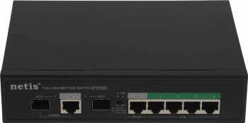 Коммутатор Netis P107GS (L2) 6x1Гбит/с 1xКомбо(1000BASE-T/SFP) 2SFP 4PoE 65W неуправляемый Коммутатор Netis P107GS (L2) 6x1Гбит/с 1xКомбо(1000BASE-T/SFP) 2SFP 4PoE 65W неуправляемый