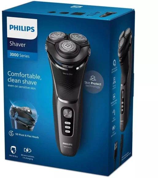 Бритва роторная Philips S3343/13 реж.эл.:3 питан.:аккум. черный Бритва роторная Philips S3343/13 реж.эл.:3 питан.:аккум. черный