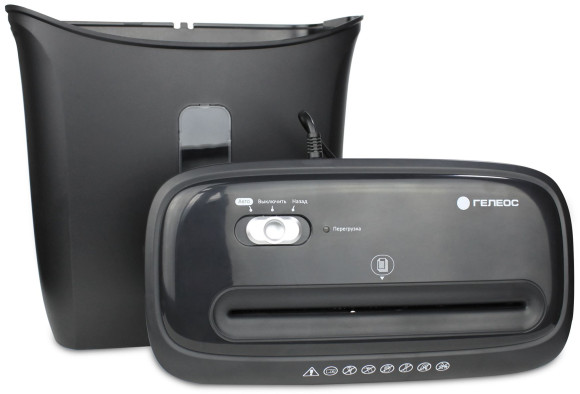 Шредер Heleos УД14-5 черный/серебристый (секр.P-5) фрагменты 4лист. 14лтр. скобы пл.карты Шредер Heleos УД14-5 черный/серебристый (секр.P-5) фрагменты 4лист. 14лтр. скобы пл.карты