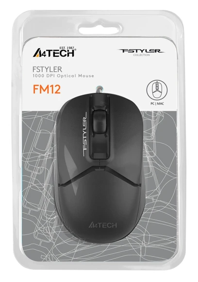 Мышь A4Tech Fstyler FM12 черный оптическая 1200dpi USB 3but (FM12 BLACK) Мышь A4Tech Fstyler FM12 черный оптическая 1200dpi USB 3but (FM12 BLACK)