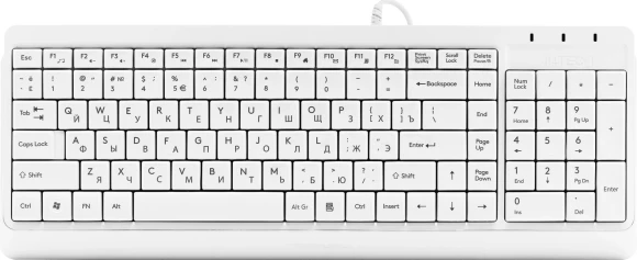 Клавиатура A4Tech FK15 белый USB (FK15 WHITE) кабель 1.5м