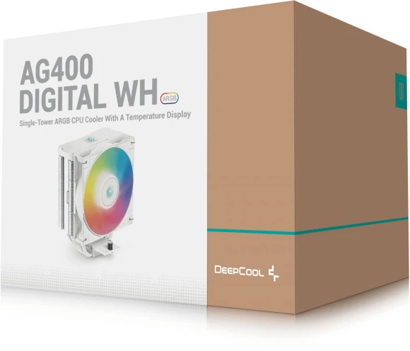 Устройство охлаждения(кулер) Deepcool AG400 Digital ARGB Soc-AM5/AM4/1200/1700/1851 белый 4-pin 31.6dB Al+Cu LCD 220W 636gr Ret (R-AG400-WHADMN-G-1)