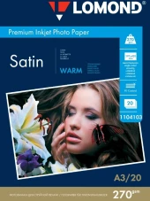 Фотобумага Lomond 1104103 A3/270г/м2/20л./тепло-белый сатин для струйной печати Фотобумага Lomond 1104103 A3/270г/м2/20л./тепло-белый сатин для струйной печати
