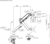 Кронштейн для мониторов Ultramounts UM719W белый 17"-35" макс.10.5кг крепление к столешнице поворот и наклон Кронштейн для мониторов Ultramounts UM719W белый 17"-35" макс.10.5кг крепление к столешнице поворот и наклон