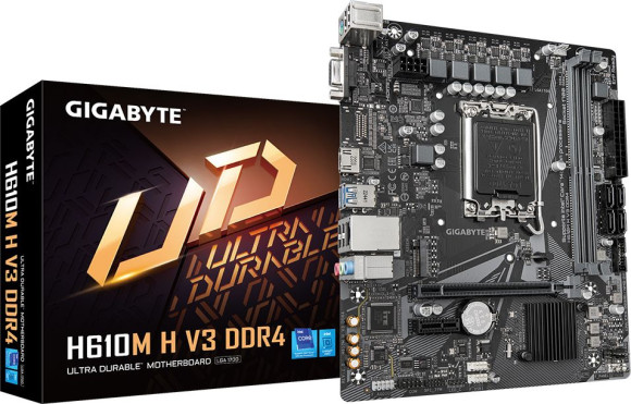 Материнская плата Gigabyte H610M H V3 DDR4 Soc-1700 Intel H610 2xDDR4 mATX AC`97 8ch(7.1) GbLAN+VGA+HDMI Материнская плата Gigabyte H610M H V3 DDR4 Soc-1700 Intel H610 2xDDR4 mATX AC`97 8ch(7.1) GbLAN+VGA+HDMI
