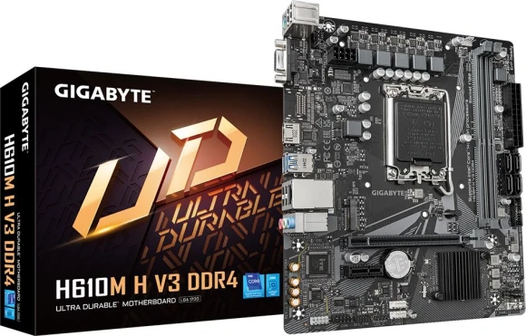 Материнская плата Gigabyte H610M H V3 DDR4 Soc-1700 Intel H610 2xDDR4 mATX AC`97 8ch(7.1) GbLAN+VGA+HDMI Материнская плата Gigabyte H610M H V3 DDR4 Soc-1700 Intel H610 2xDDR4 mATX AC`97 8ch(7.1) GbLAN+VGA+HDMI