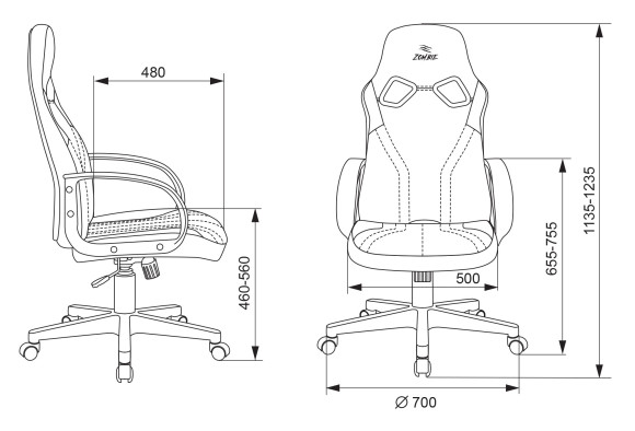 Кресло игровое Zombie RUNNER черный/зеленый экокожа крестов. пластик