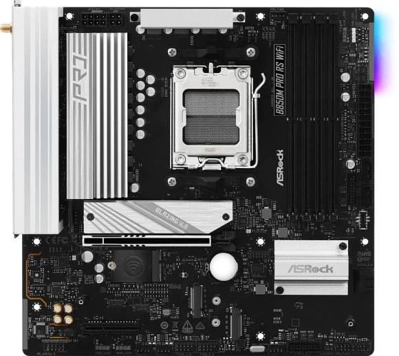 Материнская плата Asrock B850M PRO RS WIFI Socket AM5 AMD B850 4xDDR5 mATX AC`97 8ch(7.1) 2.5Gg RAID+HDMI+DP Материнская плата Asrock B850M PRO RS WIFI Socket AM5 AMD B850 4xDDR5 mATX AC`97 8ch(7.1) 2.5Gg RAID+HDMI+DP