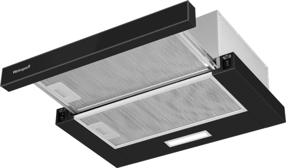 Вытяжка встраиваемая Weissgauff TEL 450 Glass черный управление: кулисные переключатели (1 мотор)