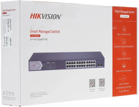 Коммутатор Hikvision DS-3E1526P-SI 24x1Гбит/с 2SFP 24PoE+ 370W управляемый Коммутатор Hikvision DS-3E1526P-SI 24x1Гбит/с 2SFP 24PoE+ 370W управляемый