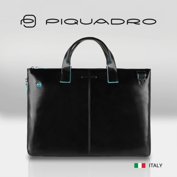 Деловая сумка Piquadro Blue Square CA4021B2/N с отделением для ноутбука 15.6" черная натур.кожа