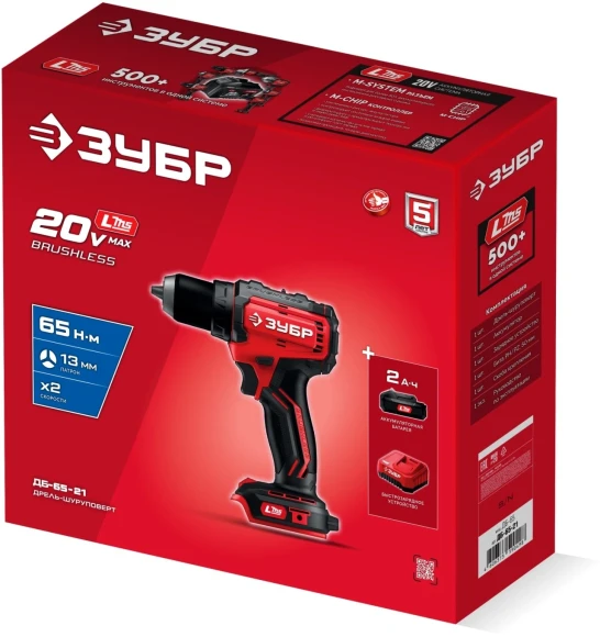 Дрель-шуруповерт Зубр ДБ-65-21 40Вт аккум. патрон:быстрозажимной Дрель-шуруповерт Зубр ДБ-65-21 40Вт аккум. патрон:быстрозажимной