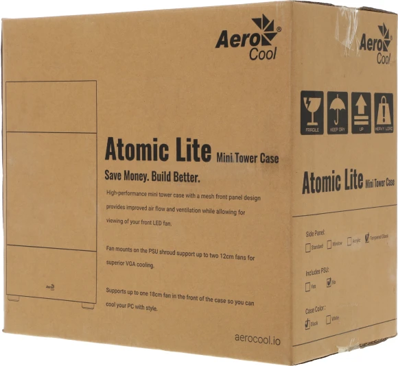 Корпус Aerocool Atomic Lite-G-BK-v2 черный без БП mATX 6x120mm 2x140mm 1xUSB2.0 2xUSB3.0 audio bott PSU Корпус Aerocool Atomic Lite-G-BK-v2 черный без БП mATX 6x120mm 2x140mm 1xUSB2.0 2xUSB3.0 audio bott PSU