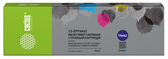 Картридж струйный Cactus CS-EPT9442 T9442 голуб.пигм. (45мл) для Epson WorkForce WF-C5290DW/WF-C5790DW с чипом