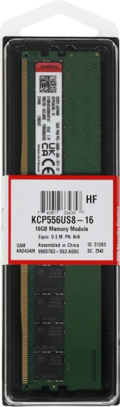 Память DDR5 16GB 5600MHz Kingston KCP556US8-16 RTL PC5-44800 CL46 DIMM 288-pin 1.1В single rank Ret