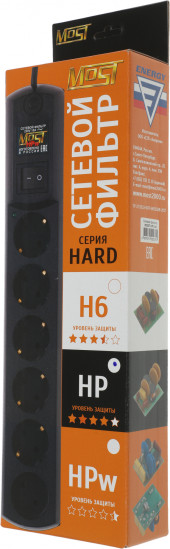 Сетевой фильтр Most HP 2м (6 розеток) белый (коробка)