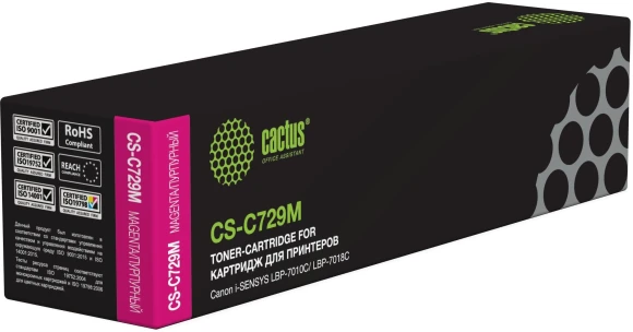 Картридж лазерный Cactus CS-C729M 729 M пурпурный (1000стр.) для Canon i-SENSYS LBP-7010C/ LBP-7018C