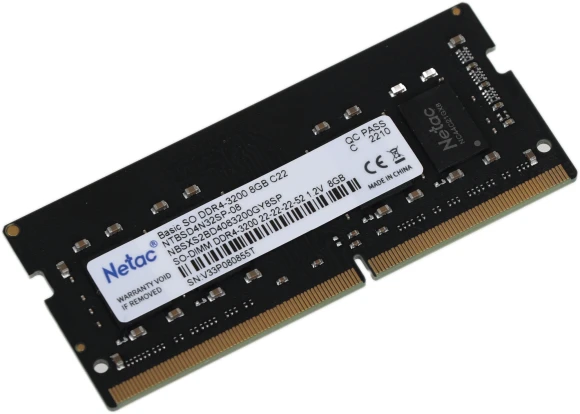 Память DDR4 8Gb 3200MHz Netac NTBSD4N32SP-08 Basic RTL PC4-25600 CL22 SO-DIMM 260-pin 1.2В single rank Ret Память DDR4 8Gb 3200MHz Netac NTBSD4N32SP-08 Basic RTL PC4-25600 CL22 SO-DIMM 260-pin 1.2В single rank Ret
