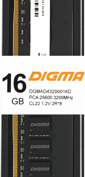 Память DDR4 16Gb 3200MHz Digma DGMAD43200016D RTL PC4-25600 CL22 DIMM 288-pin 1.2В dual rank Ret