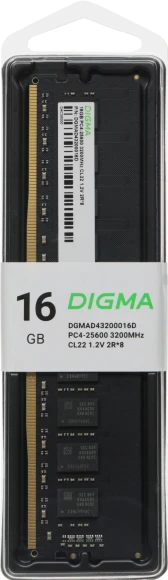 Память DDR4 16Gb 3200MHz Digma DGMAD43200016D RTL PC4-25600 CL22 DIMM 288-pin 1.2В dual rank Ret