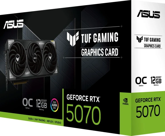 Видеокарта Asus PCI-E 5.0 TUF-RTX5070-O12G-GAMING NVIDIA GeForce RTX 5070 12Gb 192bit GDDR7 2610/28000 HDMIx2 DPx3 HDCP Ret
