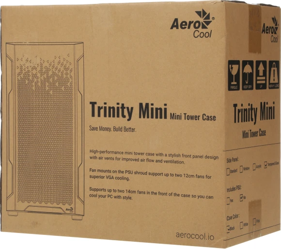Корпус Aerocool Trinity Mini-G-BK v2 черный без БП mATX 6x120mm 1xUSB2.0 2xUSB3.0 audio bott PSU