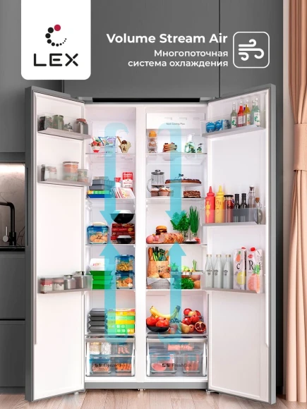 Холодильник Lex LSB530BLID WIND 2-хкамерн. черный/рисунок инвертер