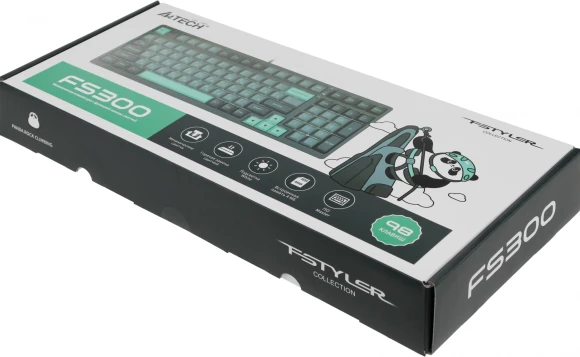 Клавиатура A4Tech FS300 механическая черный/серый USB for gamer LED (FS300 PANDA ROCK) кабель 1.8м