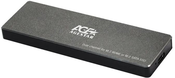 Внешний корпус SSD AgeStar 31UBVS6C NVMe/SATA USB3.0 алюминий черный M2 2280 B/M-key