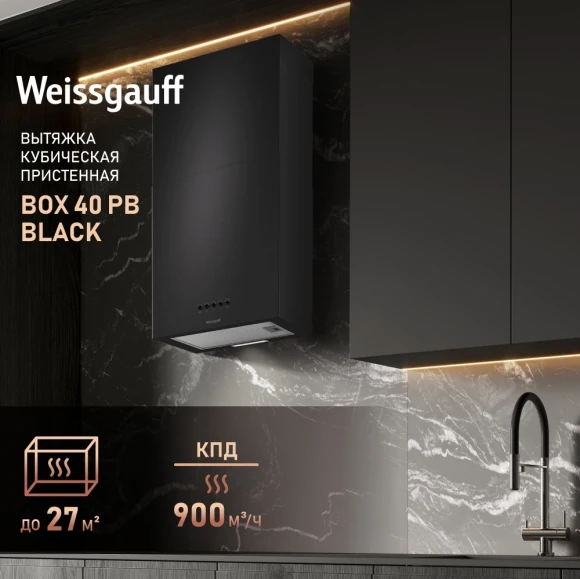 Вытяжка каминная Weissgauff Box 40 PB черный управление: кнопочное (1 мотор) Вытяжка каминная Weissgauff Box 40 PB черный управление: кнопочное (1 мотор)