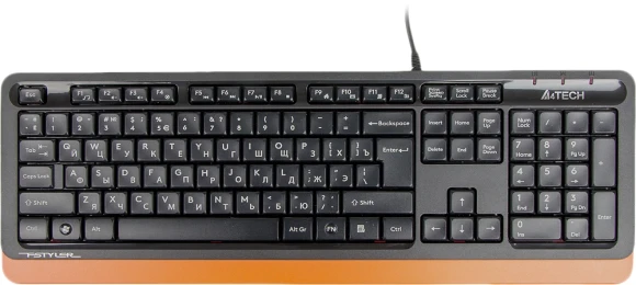 Клавиатура A4Tech FK10 черный/оранжевый USB (FK10 ORANGE) кабель 1.5м